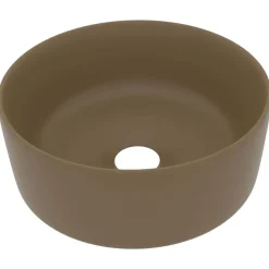 vidaXL Wastafel rond 40x15 cm keramiek matcrème