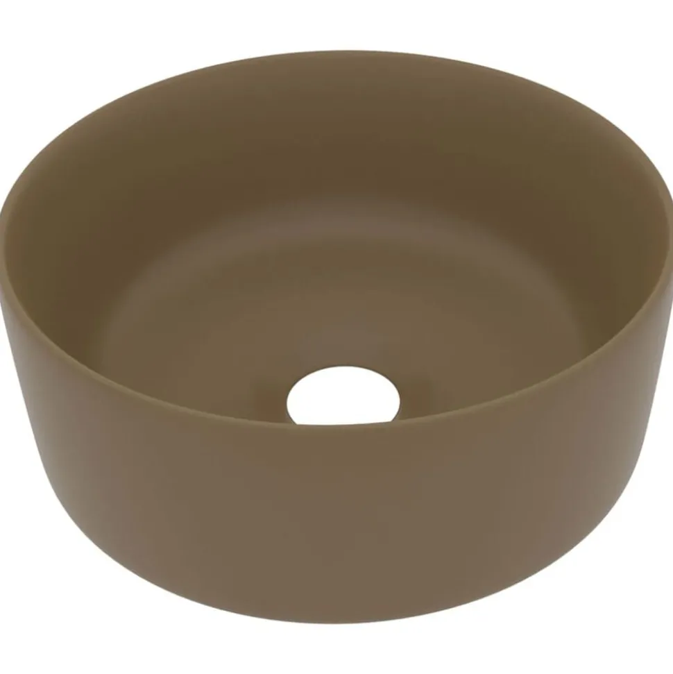 vidaXL Wastafel rond 40x15 cm keramiek matcrème