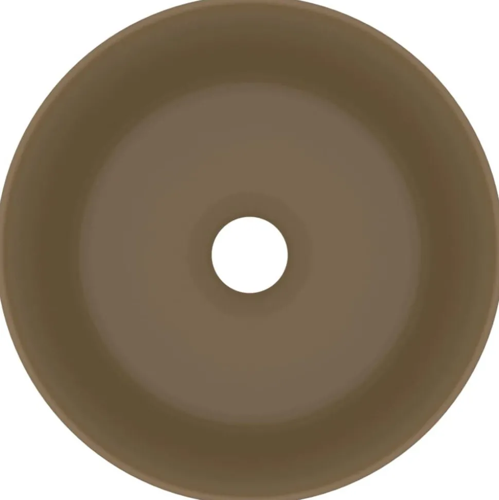 vidaXL Wastafel rond 40x15 cm keramiek matcrème