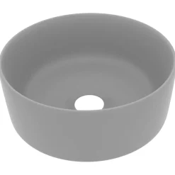 vidaXL Wastafel rond 40x15 cm keramiek mat lichtgrijs