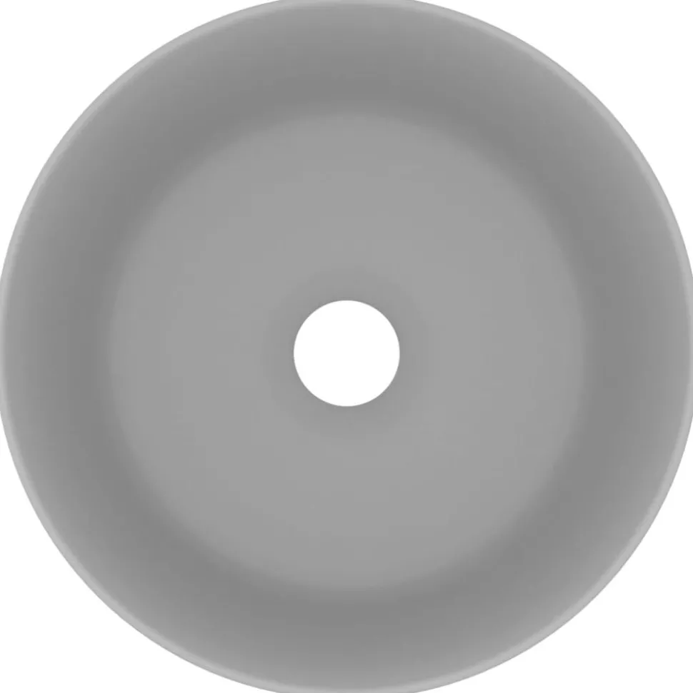 vidaXL Wastafel rond 40x15 cm keramiek mat lichtgrijs