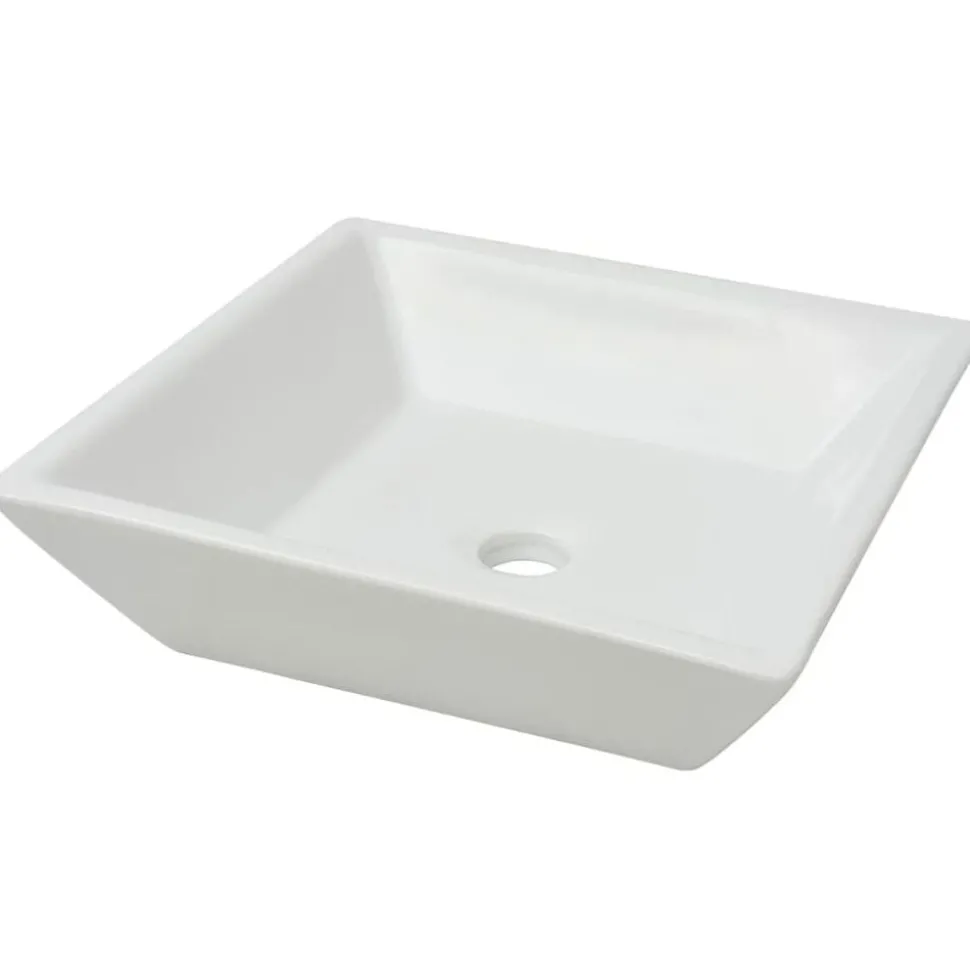 vidaXL Wastafel vierkant wit 41,5x41,5x12 cm keramiek