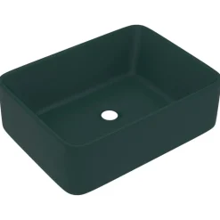 vidaXL Wastafel 41x30x12 cm keramiek mat donkergroen