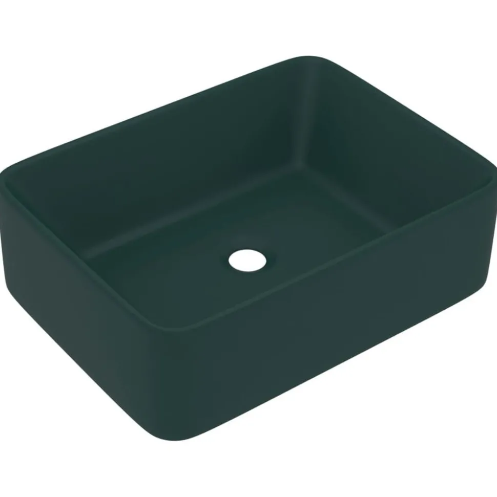 vidaXL Wastafel 41x30x12 cm keramiek mat donkergroen