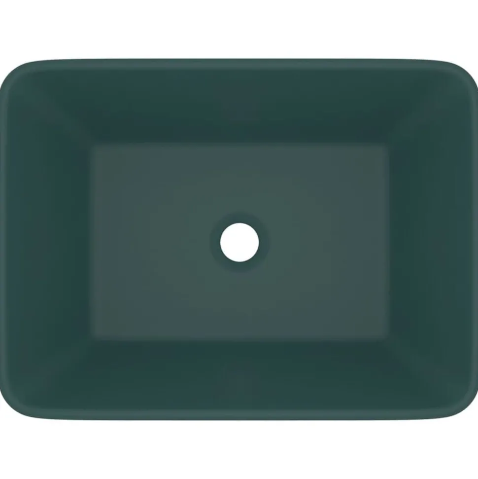vidaXL Wastafel 41x30x12 cm keramiek mat donkergroen