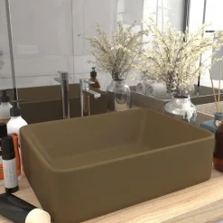 vidaXL Wastafel 41x30x12 cm keramiek matcrème