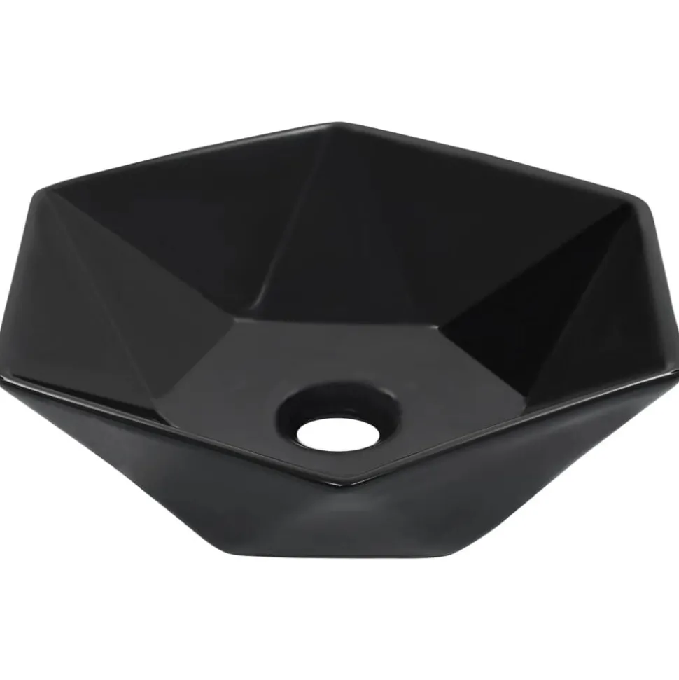 vidaXL Wastafel 41x36,5x12 cm keramiek zwart
