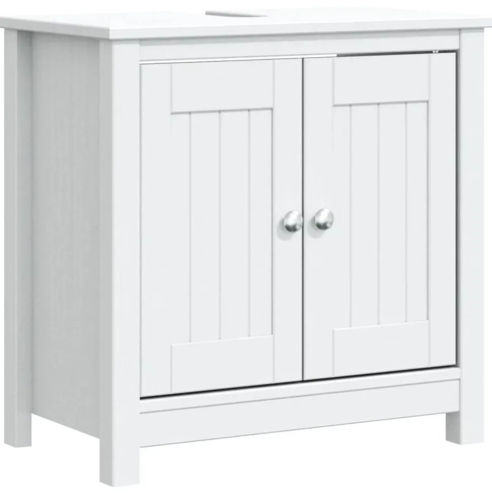 vidaXL Wastafelkast BERG 60x34x59 cm massief grenenhout wit
