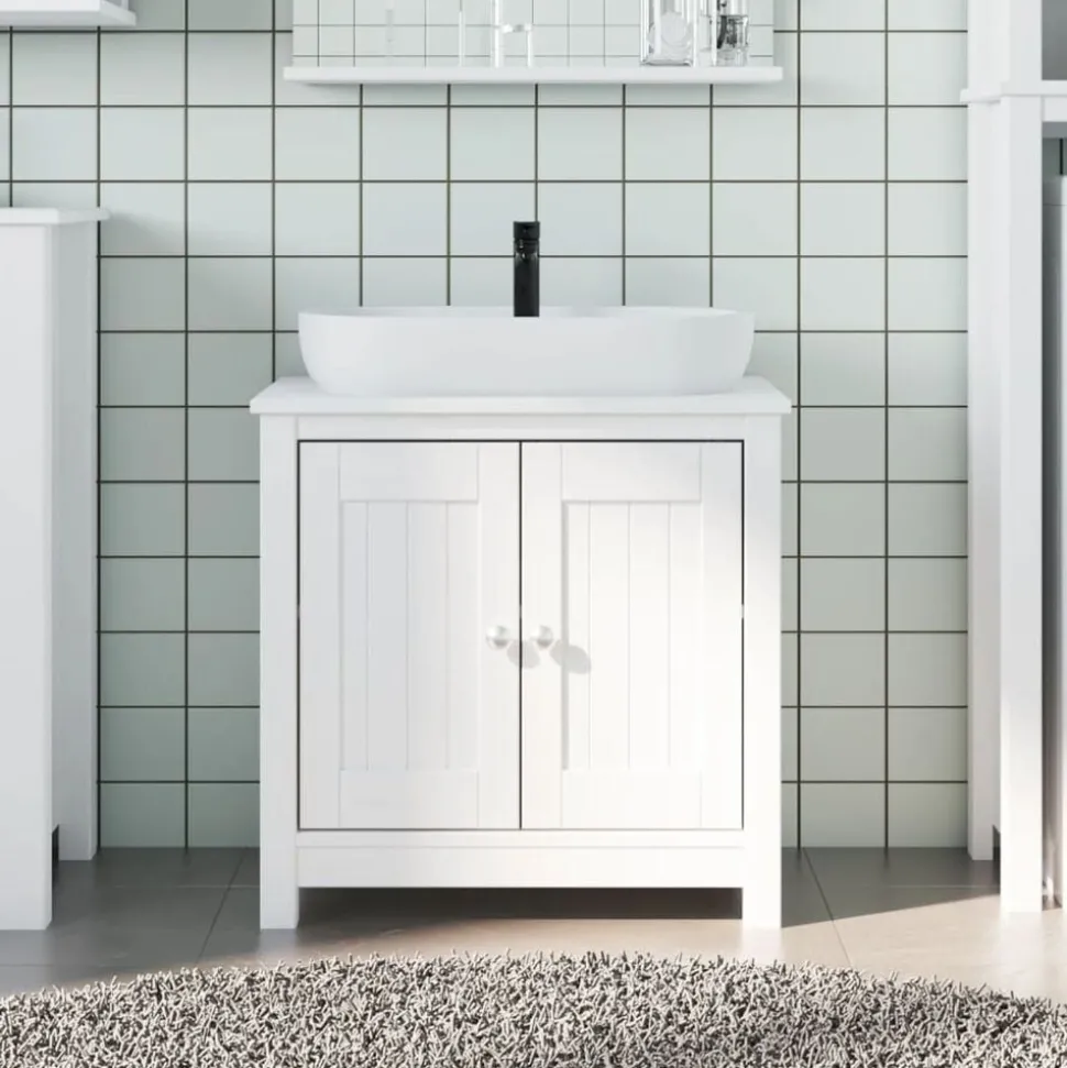 vidaXL Wastafelkast BERG 60x34x59 cm massief grenenhout wit