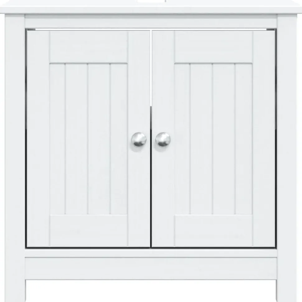 vidaXL Wastafelkast BERG 60x34x59 cm massief grenenhout wit