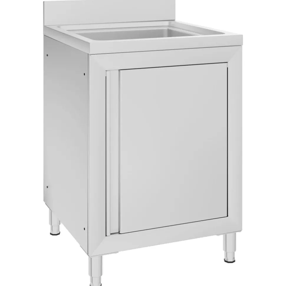 vidaXL Wastafelkast commercieel 60x60x96 cm roestvrij staal