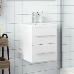vidaXL Wastafelkast met ingebouwde wasbak wit