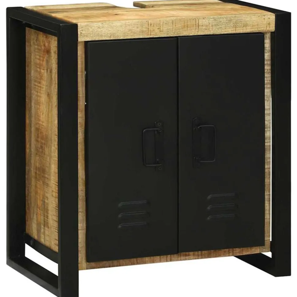 vidaXL Wastafelkast met plank Bruin 55 x 35 x 60 cm Massief Mango Hout