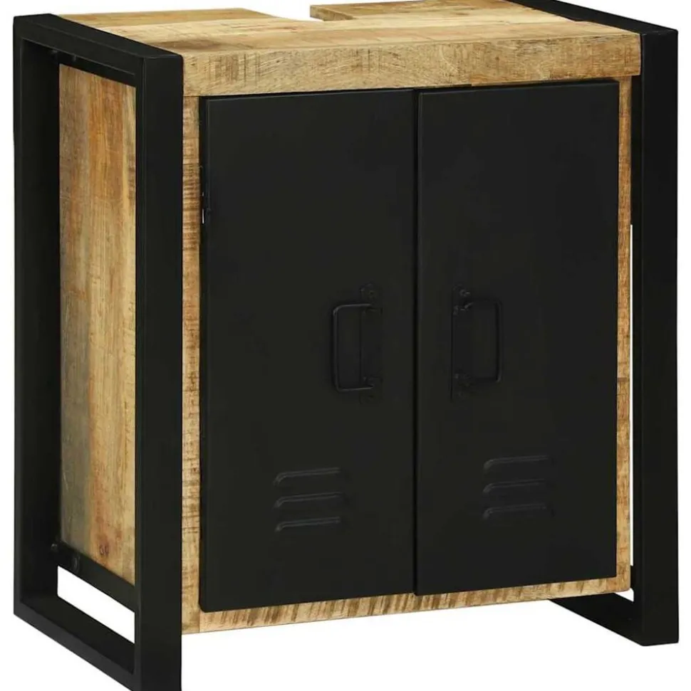 vidaXL Wastafelkast met plank Bruin 55 x 35 x 60 cm Massief Mango Hout
