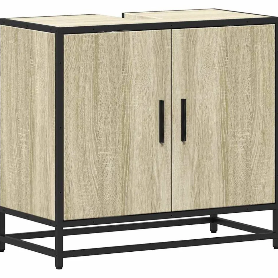 vidaXL Wastafelkast Sonoma eiken 65x33x60 cm bewerkt hout
