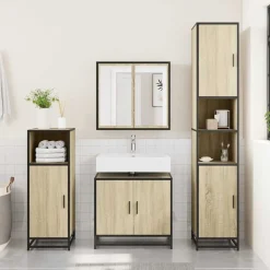 vidaXL Wastafelkast Sonoma eiken 65x33x60 cm bewerkt hout