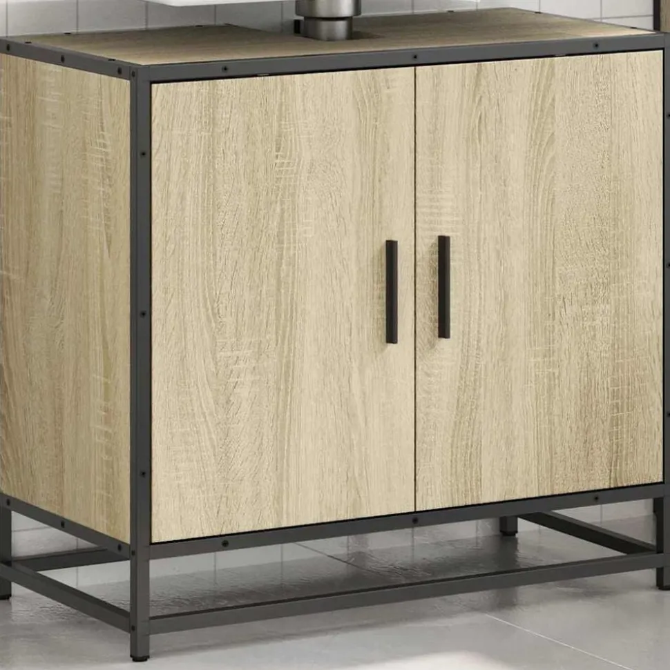 vidaXL Wastafelkast Sonoma eiken 65x33x60 cm bewerkt hout