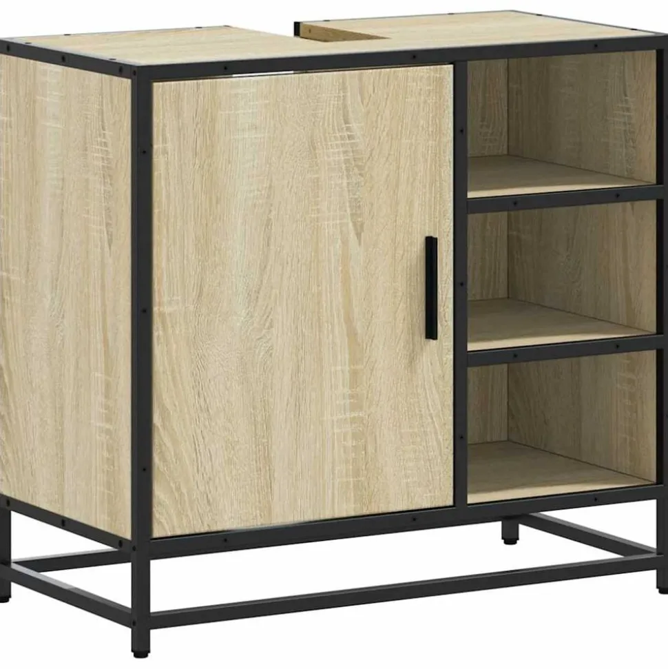 vidaXL Wastafelkast Sonoma eiken 65x33x60 cm bewerkt hout