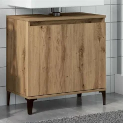 vidaXL Wastafelkast 58x33x60 cm bewerkt hout artisanaal eikenkleur