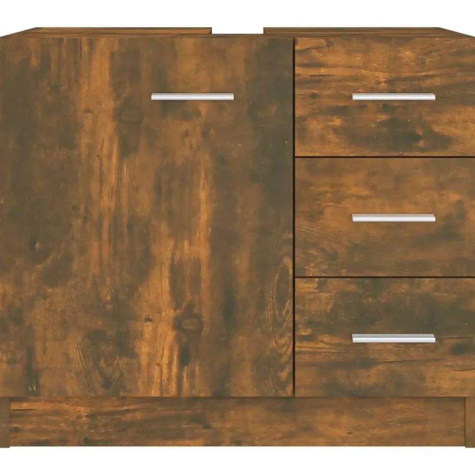 vidaXL Wastafelkast 63x30x54 cm bewerkt hout gerookt eikenkleurig