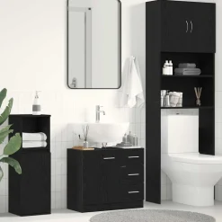 vidaXL Wastafelkast 63x30x54 cm spaanplaat zwart eikenkleurig