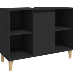 vidaXL Wastafelkast 80x33x60 cm bewerkt hout zwart