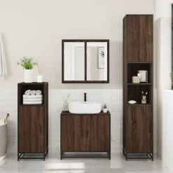 vidaXL Wastafelkast 65x33x60 cm bewerkt hout bruin eikenkleur