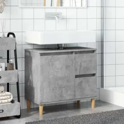 vidaXL wastafelkast 65x33x60 cm bewerkt hout betongrijs