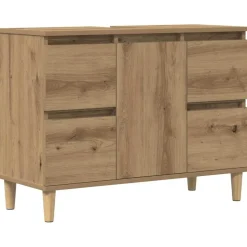 vidaXL Wastafelkast 80x33x60 cm bewerkt hout artisanaal eikenkleur
