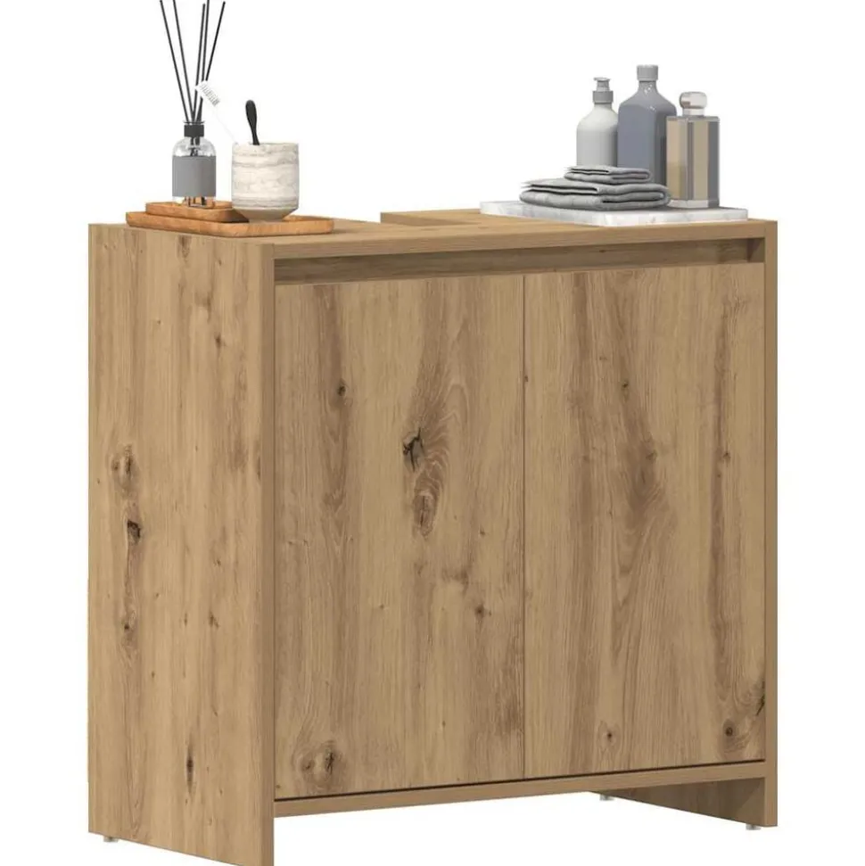 vidaXL Wastafelkast 60x33x60 cm bewerkt hout artisanaal eikenkleurig