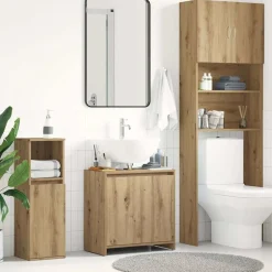 vidaXL Wastafelkast 60x33x60 cm bewerkt hout artisanaal eikenkleurig