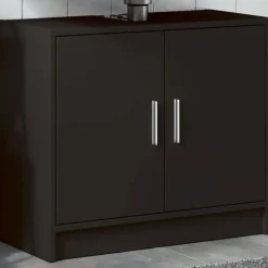 vidaXL Wastafelkast 63x29x55 cm bewerkt hout zwart