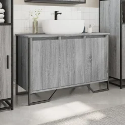 vidaXL Wastafelkast 91x35x60 cm bewerkt hout grijs sonoma eikenkleurig