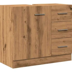 vidaXL Wastafelkast 63x30x54 cm bewerkt hout artisanaal eikenkleur