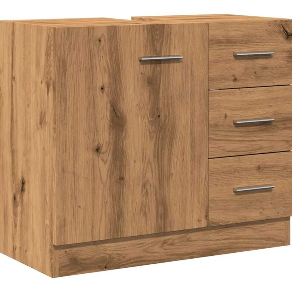 vidaXL Wastafelkast 63x30x54 cm bewerkt hout artisanaal eikenkleur