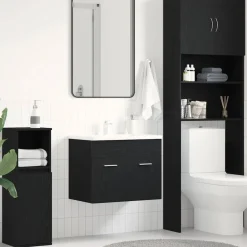 vidaXL Wastafelkast 60x38,5x46 cm bewerkt hout zwart eikenkleurig