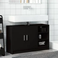 vidaXL Wastafelkast 90x29x55 cm bewerkt hout zwart