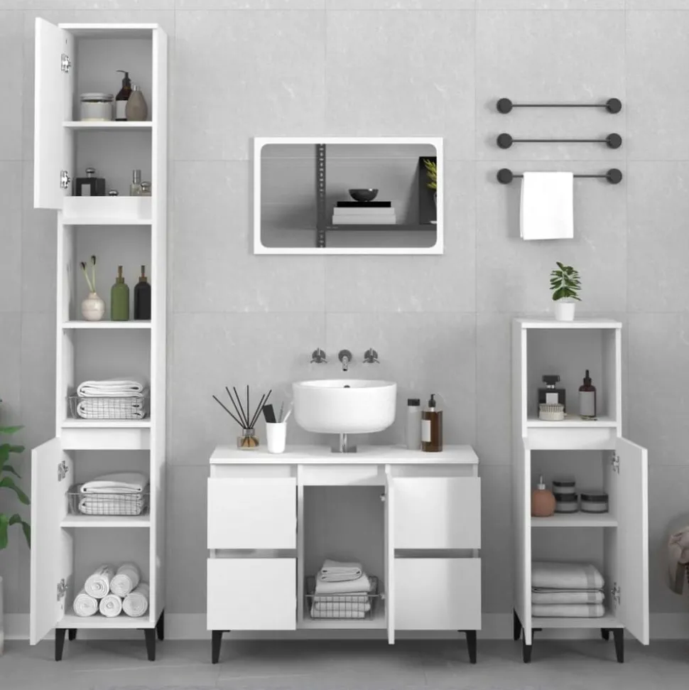vidaXL Wastafelkast 80x33x60 cm bewerkt hout wit