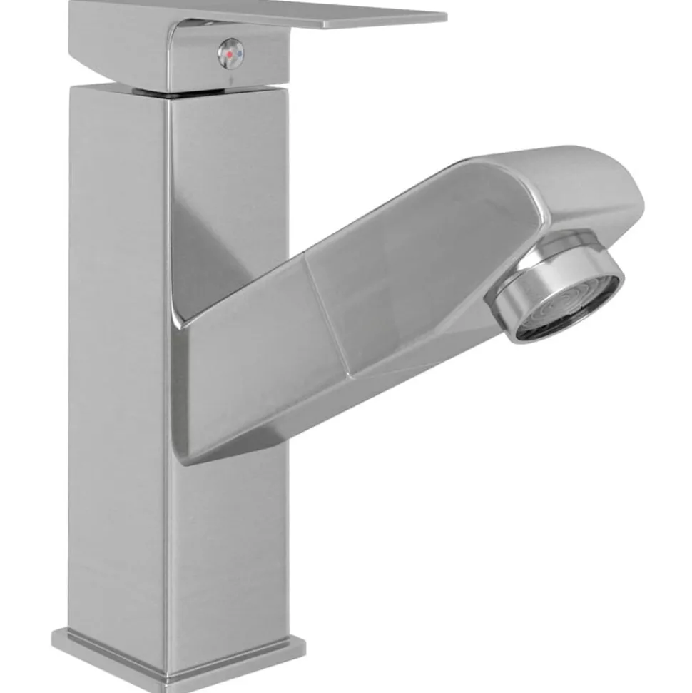 vidaXL Wastafelkraan met uittrekfunctie 157x172 mm zilverkleurig