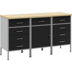 vidaXL Werk kast met lade 3 pcs Zwart en Grijs 150 x 55 x 85 cm