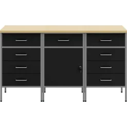 vidaXL Werk kast met lade 3 pcs Zwart en Grijs 150 x 55 x 85 cm