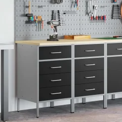 vidaXL Werk kast met lade 2 pcs Zwart en Grijs 100 x 55 x 85 cm