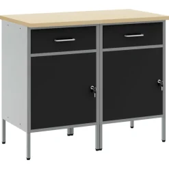 vidaXL Werk kast met lade 2 pcs Zwart en Grijs 100 x 55 x 85 cm