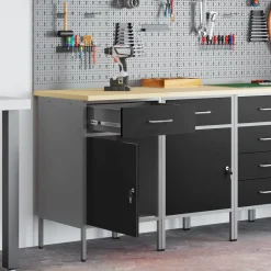 vidaXL Werk kast met lade 2 pcs Zwart en Grijs 100 x 55 x 85 cm