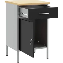 vidaXL Werkbank met lade met opslag Zwart en Grijs 50 x 55 x 85 cm