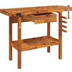 vidaXL Werkbank met lade en bankschroeven 124x52x83 cm massief acaciahout