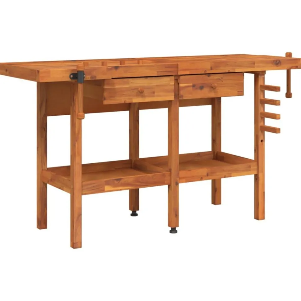 vidaXL Werkbank met lades en bankschroeven 162x62x83 cm acaciahout