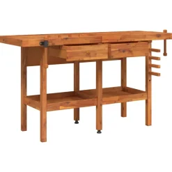 vidaXL Werkbank met lades en bankschroeven 162x62x83 cm acaciahout