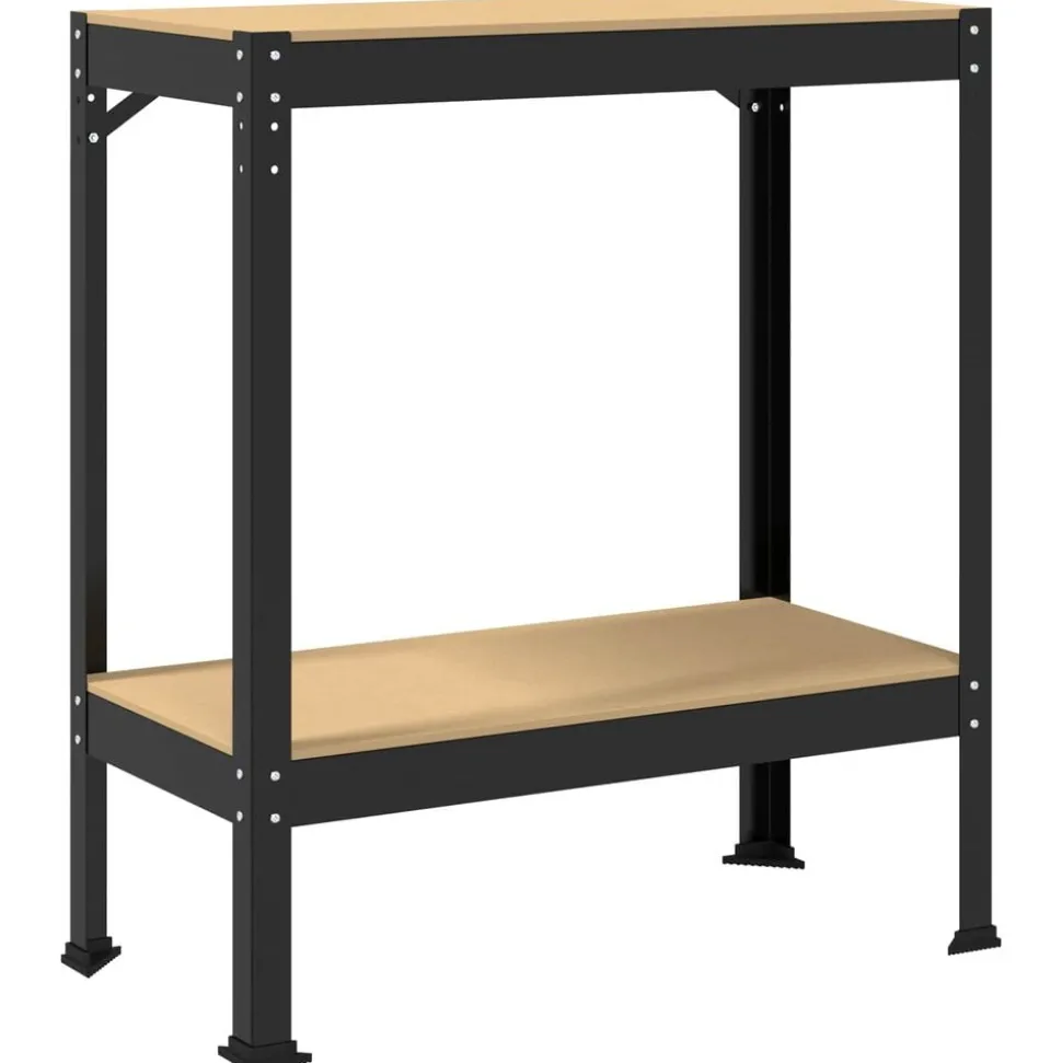 vidaXL Werkbank met plank Zwart 81 x 41 x 91 cm Bewerkt hout en metaal