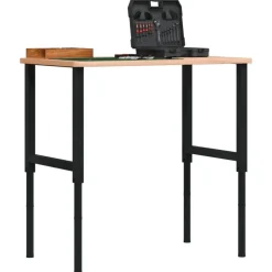 vidaXL Werkbank rechthoekig 100x60x(71,5-98) cm massief beukenhout